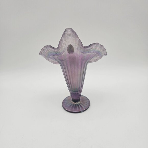Fenton Lavender Purple Iridescent Crackle Jack in the Pulpit Vase - Picture 3 of 9